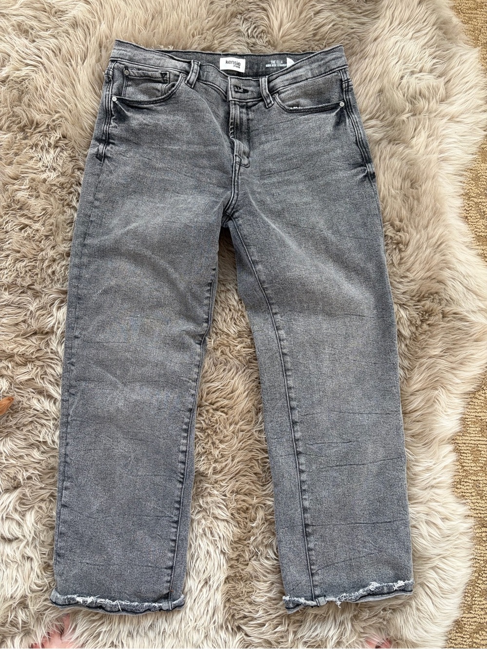 Kensie Washed Gray Straight-Leg Jeans